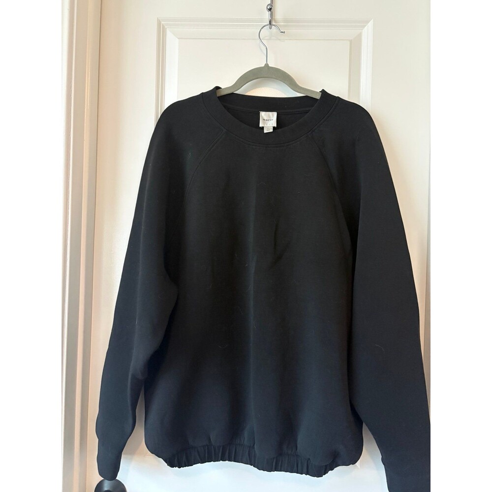 Maeve by Anthropologie Black Raglan Crewneck Sweatshirt Size XL
